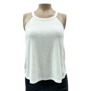 Freshman Rib Racerback Halter Tank Top Lightweight Sleeveless Gauze White Small